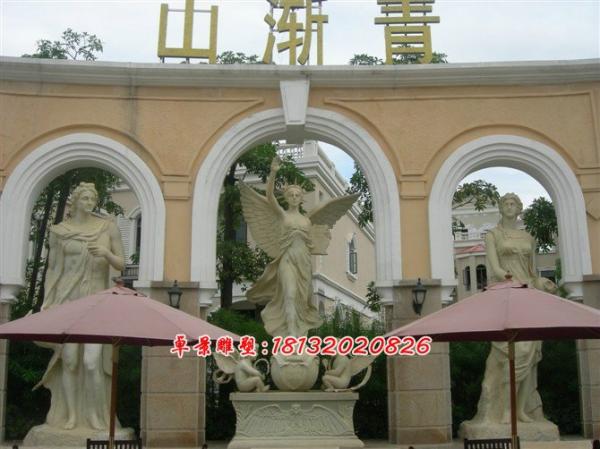 天使石雕，漢白玉天使雕塑