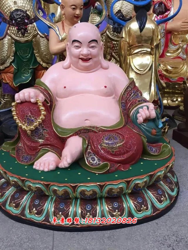 玻璃哈剛彩繪佛像，玻璃鋼彌勒佛