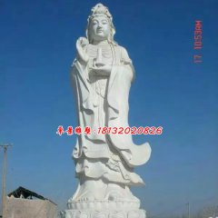 觀音菩薩石雕，漢白玉觀音菩薩雕塑，立式觀音菩薩雕塑