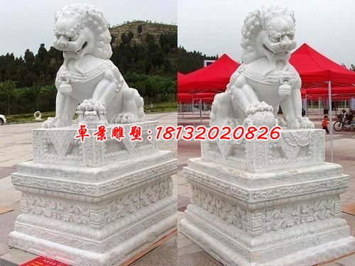 獅子石雕，漢白玉門獅雕塑