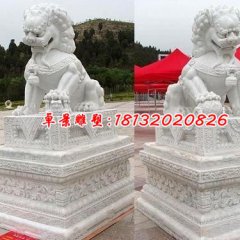 獅子石雕，漢白玉門獅雕塑