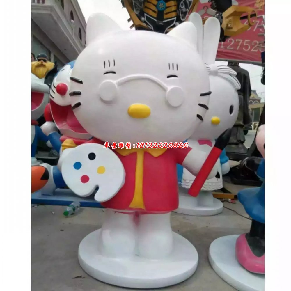 小貓玻璃鋼雕塑，卡通小貓雕塑 (2)