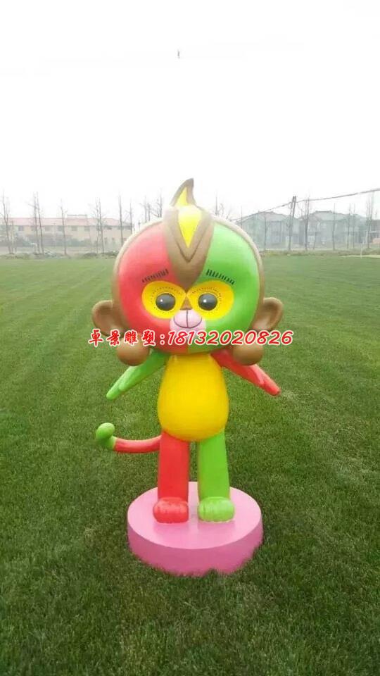 玻璃鋼吉祥物小猴雕塑，卡通雕塑(5)