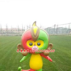 玻璃鋼吉祥物小猴雕塑，卡通雕塑