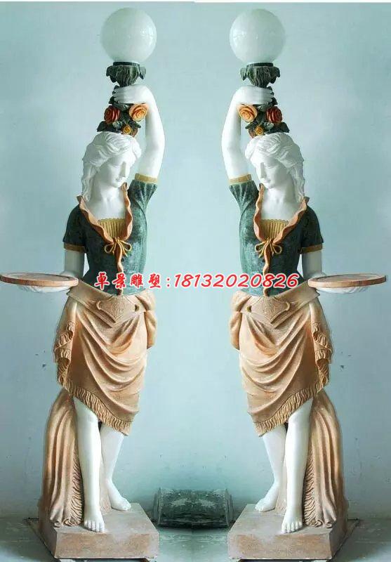 漢白玉石燈，西方人物石燈雕塑