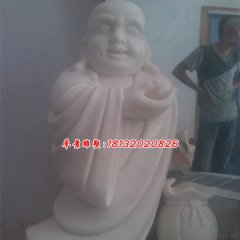 布袋和尚石雕，漢白玉彌勒佛