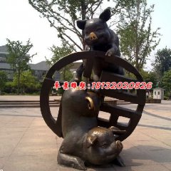 銅雕動(dòng)物雕塑，銅豬雕塑，公園景觀銅雕
