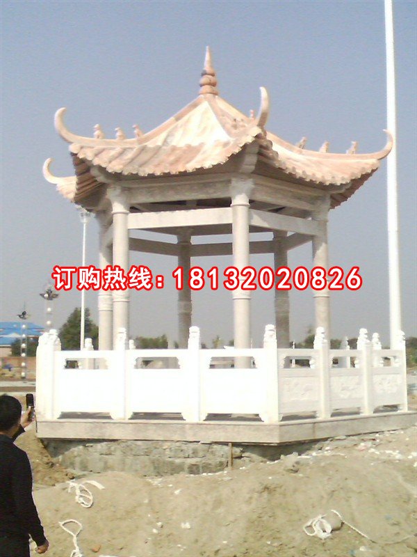 石雕亭子,晚霞紅石涼亭