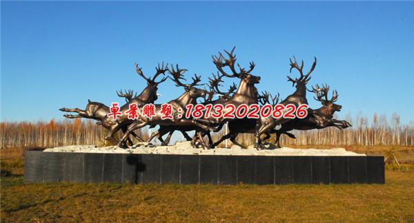 群鹿銅雕，小鹿銅雕