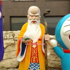 玻璃鋼壽星公雕塑，仿真壽星公雕塑