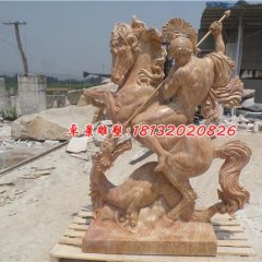 西方戰(zhàn)士石雕，晚霞紅西方人物石雕