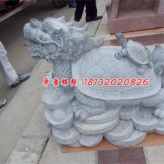 龍龜石雕，青石龍龜?shù)袼?，神獸石雕