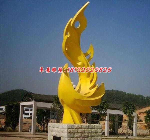 不銹鋼鳳凰雕塑，抽象鳳凰雕塑