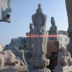 送子觀音石雕，三面觀音石雕