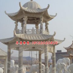雙層涼亭石雕，大理石涼亭雕塑