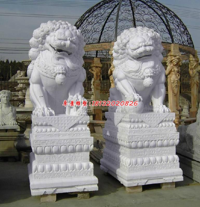 漢白玉獅子，動(dòng)物石雕