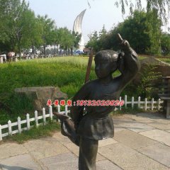 小女孩練劍銅雕，公園人物銅雕