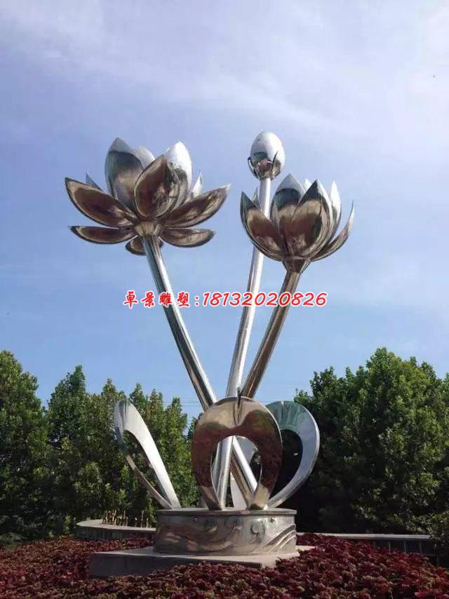 不銹鋼荷花雕塑，公園不銹鋼雕塑