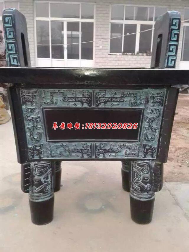 青銅鼎，鑄銅方鼎雕塑