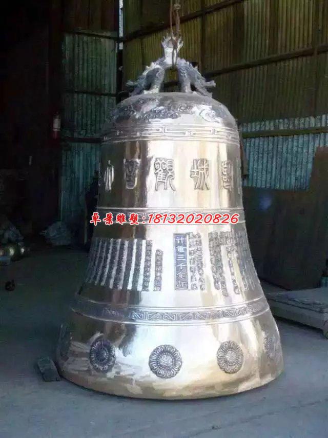 銅雕鐘，寺廟鑄鐵鐘雕塑