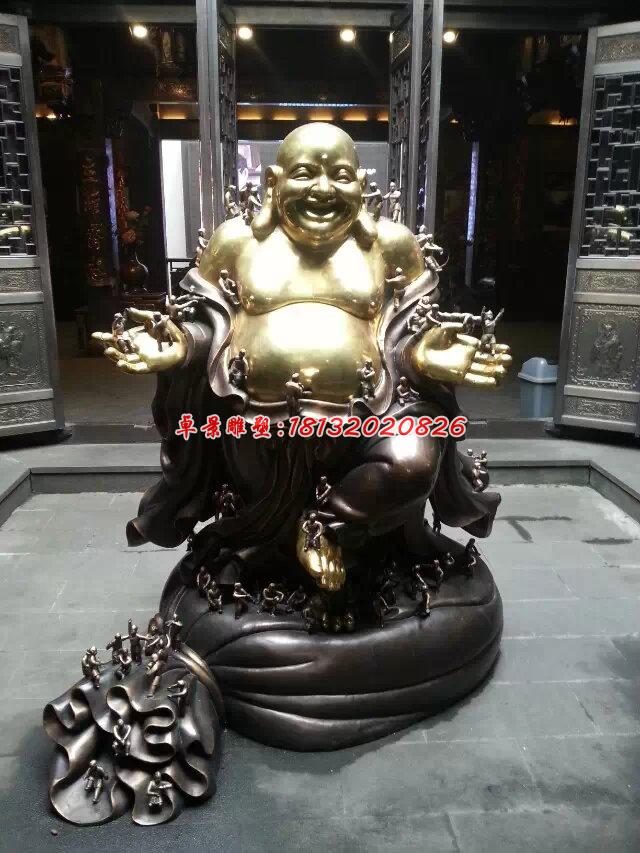 彌勒佛銅雕，貼金彌勒佛雕塑