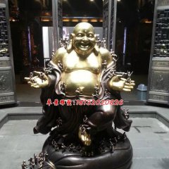 彌勒佛銅雕，貼金彌勒佛雕塑