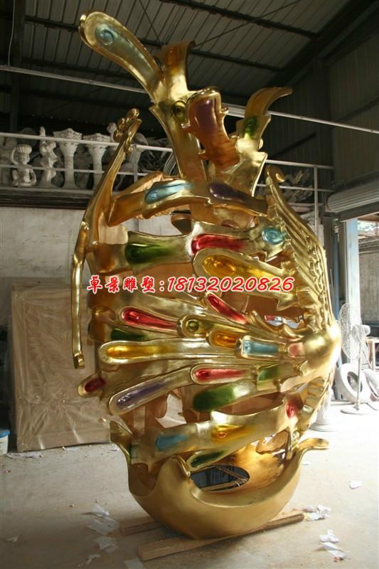 玻璃鋼鳳凰雕塑，玻璃鋼動物雕塑