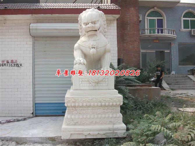 石雕北京獅，踩球石獅子雕塑 (2)