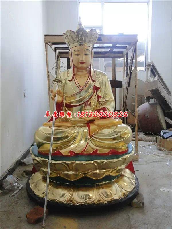 玻璃鋼地藏王雕塑，玻璃鋼貼金雕塑 (2)