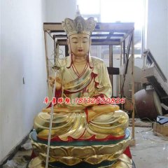 玻璃鋼地藏王雕塑，玻璃鋼貼金雕塑
