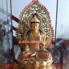 玻璃鋼彩繪西方三圣，坐式佛像雕塑