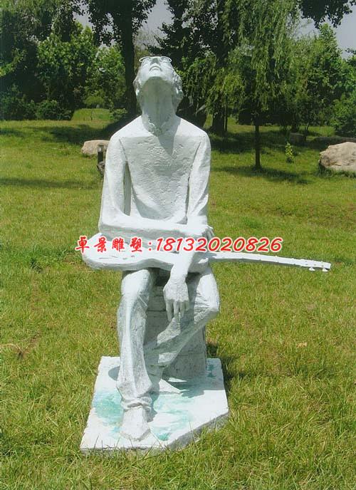 拿吉他的少年雕塑，玻璃鋼人物雕塑