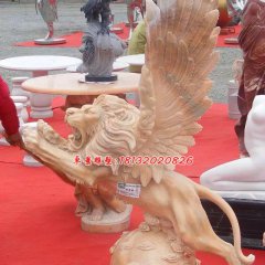 飛獅雕塑，晚霞紅獅子雕塑