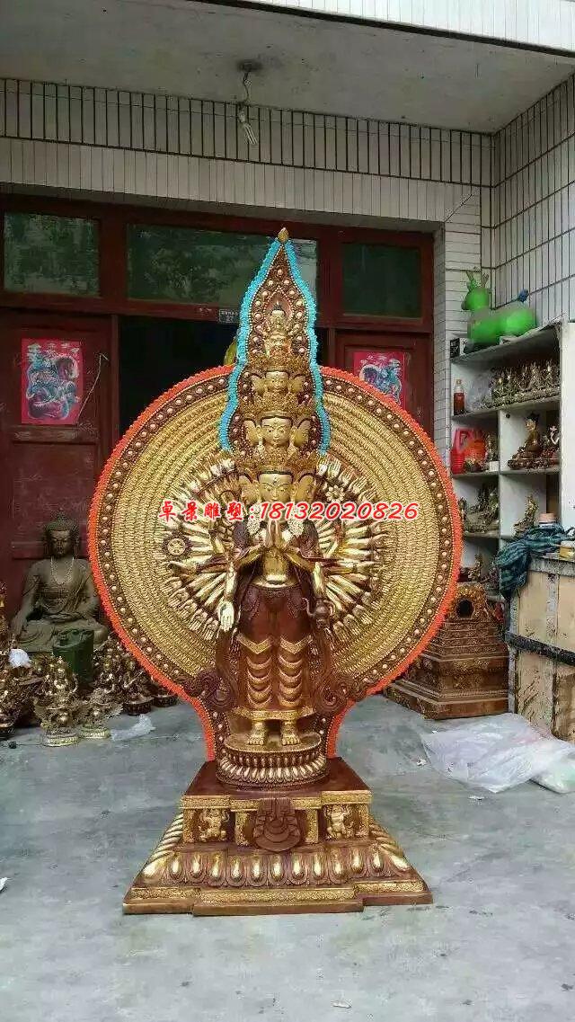 千手觀音銅雕，寺廟銅佛像