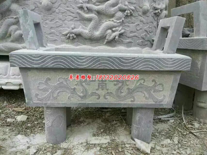 石雕鼎，四腳鼎，香爐石雕