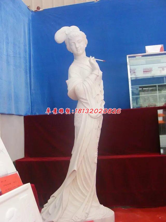古代美女石雕，漢白玉古代人物雕塑