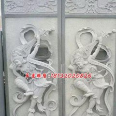 石浮雕，飛天女石浮雕