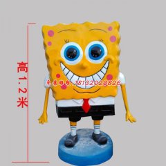 玻璃鋼海綿寶寶雕塑，玻璃鋼卡通雕塑