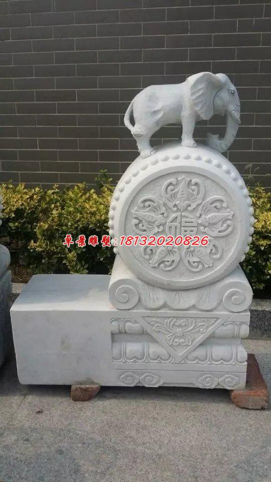 門墩石雕，大象石門墩