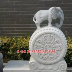 門墩石雕，大象石門墩
