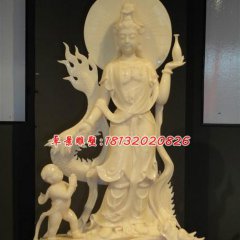 石雕觀音菩薩，漢白玉觀世音雕塑