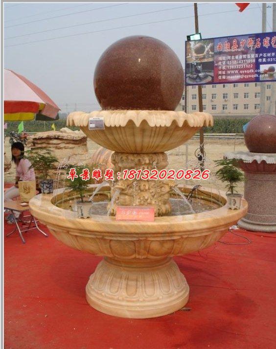 風(fēng)水球石雕，晚霞紅風(fēng)水球噴泉