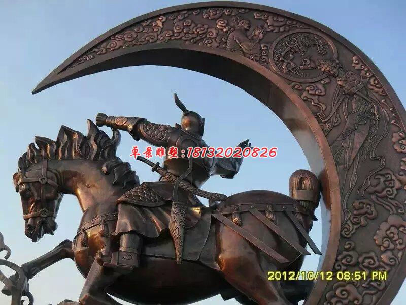 古代人物騎馬銅雕，廣場景觀銅雕