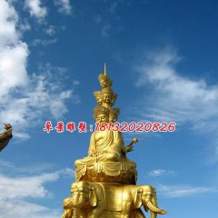 普賢菩薩銅雕，三面普賢銅雕