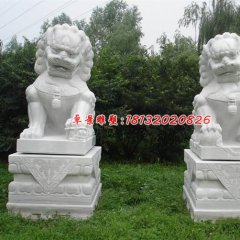 獅子石雕，漢白玉北京獅