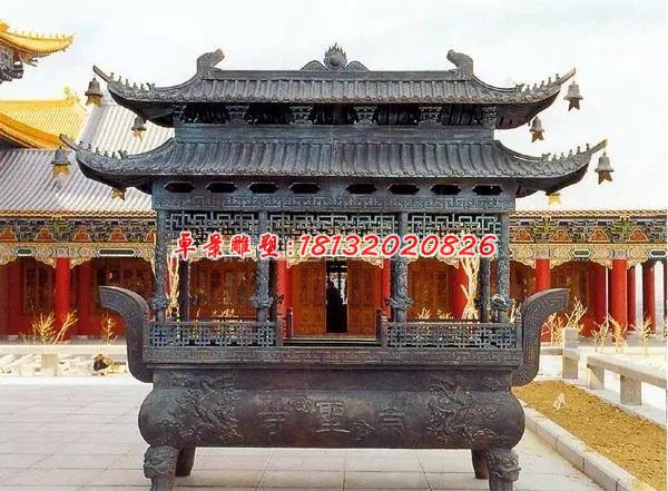 佛光普照銅雕香爐，寺廟香爐雕塑 (3)