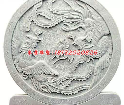 漢白玉神獸浮雕，鳳凰石浮雕