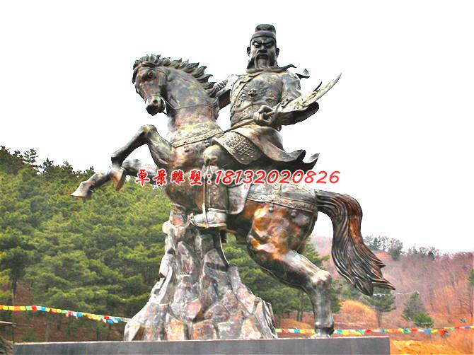 關(guān)公騎馬雕塑，廣場景觀銅雕