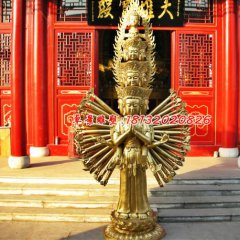 千手觀音銅雕，寺廟佛像雕塑