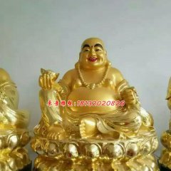 彌勒佛雕塑，貼金佛像玻璃鋼雕塑